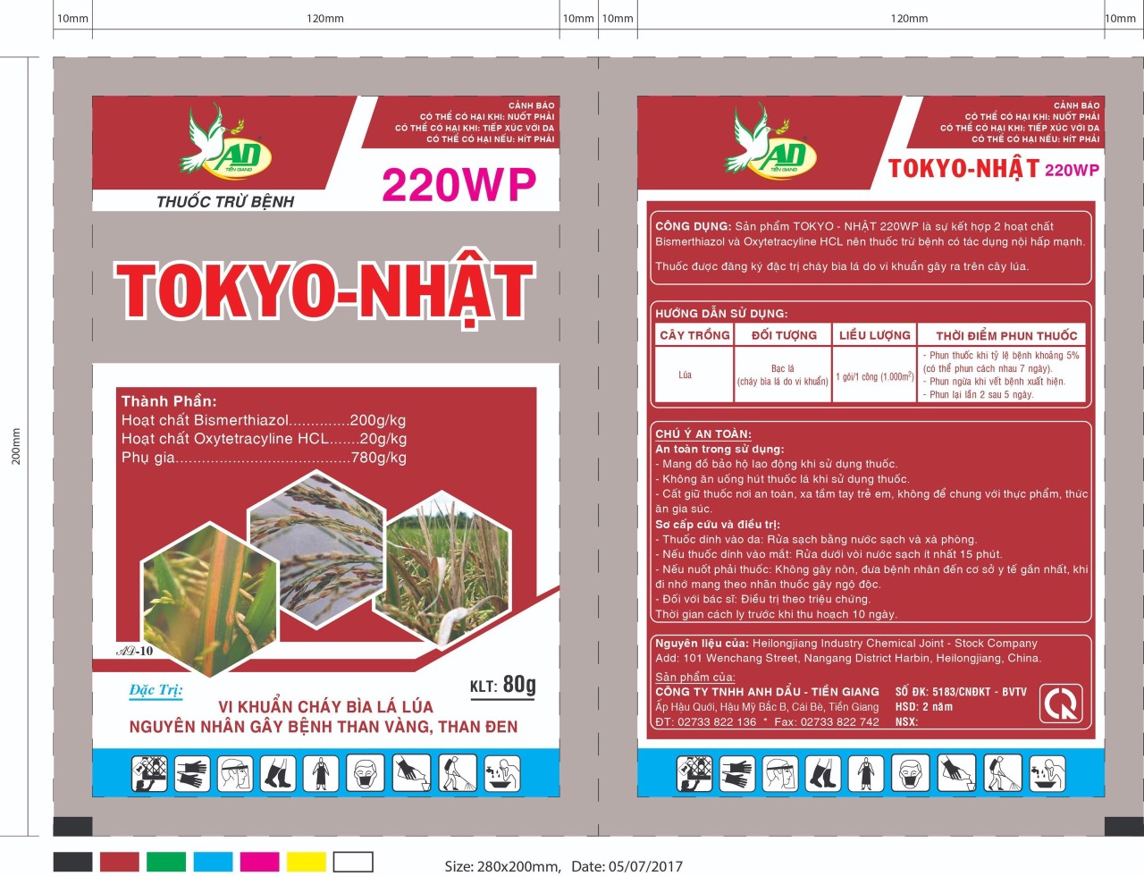 Thuốc Trừ Bệnh Tokyo - Nhật 220 WP - Thuốc Bảo Vệ Thực Vật Tiền Giang   - Công Ty TNHH Anh Dẩu - Tiền Giang